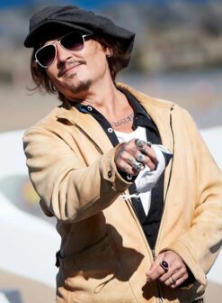 JOHNNY DEPP LEATHER JACKET CAMEL
