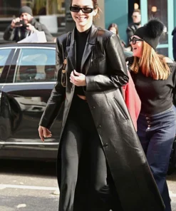 KENDALL JENNER LEATHER LONG COAT