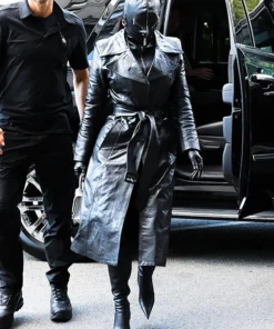KIM KARDASHIAN LEATHER LONG COAT