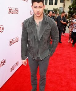 NICK JONAS LEATHER JACKET GREY