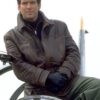 Pierce Brosnan Tomorrow Never Dies Leather Trench Coat - Front View