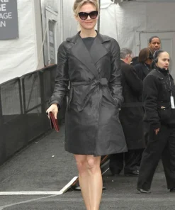 RENEE ZELLWEGER LEATHER LONG COAT