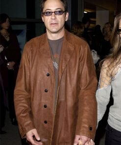 ROBERT DOWNEY JR LEATHER BLAZER BROWN