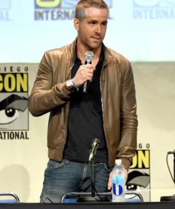 RYAN REYNOLDS LEATHER JACKET GREEN