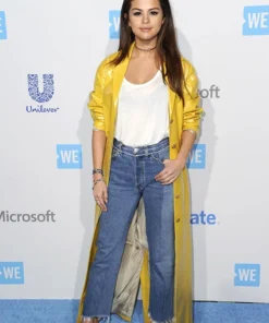 SELENA GOMEZ LEATHER LONG COAT