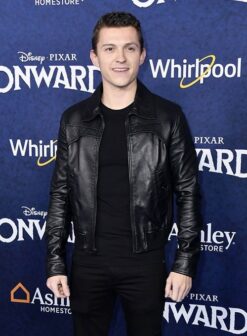 TOM HOLLAND LEATHER JACKET BLACK