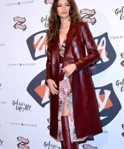 ZENDAYA LEATHER LONG COAT
