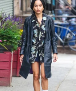 ZOE KRAVITZ LEATHER LONG COAT