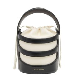 ALEXANDER MCQUEEN WOMEN'S THE RISE BUCKET IN BLACK/SOFT IVORY
