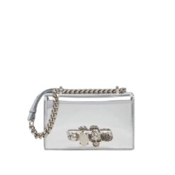 ALEXANDER MCQUEEN WOMEN'S MINI JEWELLED SATCHEL IN SILVER