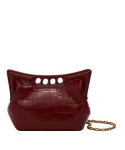 ALEXANDER MCQUEEN  WOMEN'S THE PEAK BAG MINI WITH CHAIN IN DARK RED