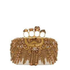 ALEXANDER MCQUEEN WOMEN'S KNUCKLE CLUTCH IN GOLD
