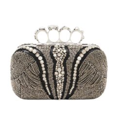 ALEXANDER MCQUEEN WOMEN'S KNUCKLE CLUTCH IN SILVER