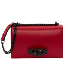 ALEXANDER MCQUEEN WOMANS JEWELLED SATCHEL IN RED
