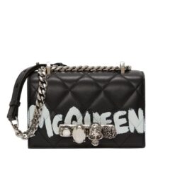 ALEXANDER MCQUEEN WOMANS MINI JEWELLED SATCHEL IN BLACKWHITE