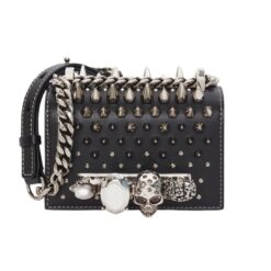 ALEXANDER MCQUEEN WOMANS STUDDED MICRO JEWELLED IN BLACK