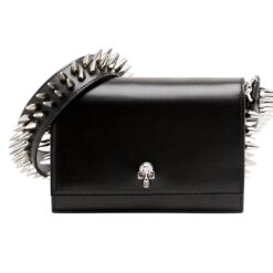 ALEXANDER MCQUEEN WOMANS THE BIKER SMALL SKULL BAG IN BLACK