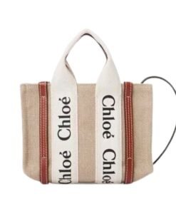 CHLOE MINI WOODY TOTE BAG WHITE & BROWN