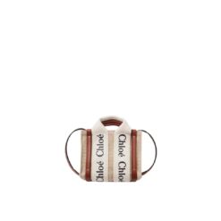 CHLOE WOODY NANO TOTE WHITE AND BROWN