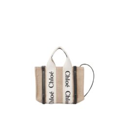 CHLOE MINI WOODY TOTE BAG WHITE AND BLUE