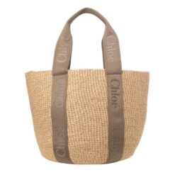 CHLOE LARGE WOODY BASKET IN FAIR TRADE PAPER DARK NUT