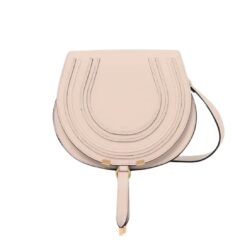 CHLOE MARCIE SADDLE BAG IN GRAINED LEATHER CEMENT PINK