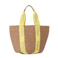 CHLOE LARGE WOODY BASKET YELLOW & BEIGE
