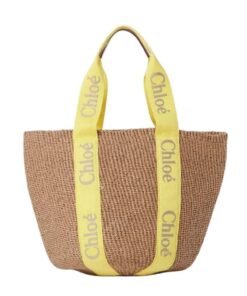CHLOE LARGE WOODY BASKET YELLOW & BEIGE