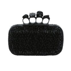 ALEXANDER MCQUEEN WOMANS KNUCKLE CLUTCH WITH CHAIN IN BLACK