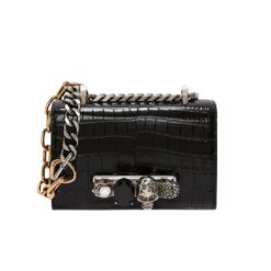 ALEXANDER MCQUEEN WOMANS MINI JEWELLED SATCHEL IN BLACK