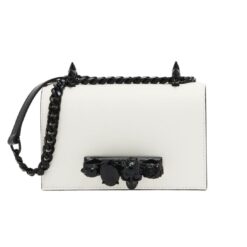 ALEXANDER MCQUEEN WOMANS MINI JEWELLED SATCHEL IN SOFT LVORY