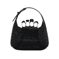 ALEXANDER MCQUEEN WOMENS THE JEWELLED HOBO MINI BAG IN BLACK