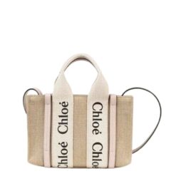 CHLOE MINI WOODY TOTE BAG CEMENT PINK
