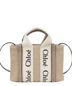 CHLOE MINI WOODY TOTE BAG MUSK GREY