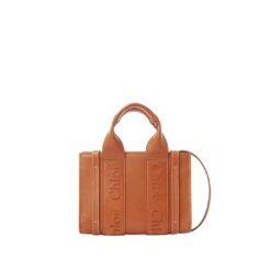 CHLOE MINI WOODY TOTE BAG CARAMEL
