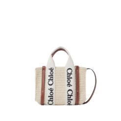 CHLOE MINI WOODY TOTE BAG BROWN AND BEIGE
