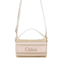 CHLOE TUBE SHOULDER BAG IN LINEN & SMOOTH LEATHER WILD GREY