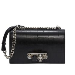 ALEXANDER MCQUEEN WOMANS JEWELLED SATCHEL IN BLACKSILVER