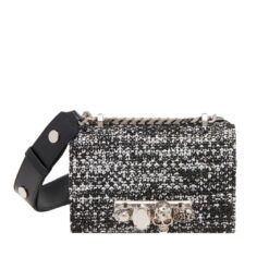 ALEXANDER MCQUEEN WOMANS THE BIKER MINI JEWELLED SATCHEL IN BLACKWHITE