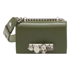 ALEXANDER MCQUEEN WOMANS THE BIKER MINI JEWELLED SATCHEL IN KHAKI