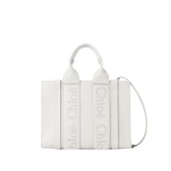 CHLOE SMALL WOODY TOTE BAG WHITE