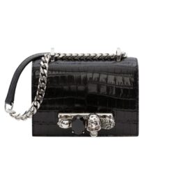 ALEXANDER MCQUEEN WOMANS MINI JEWELLED SATCHEL IN BLACKSILVER