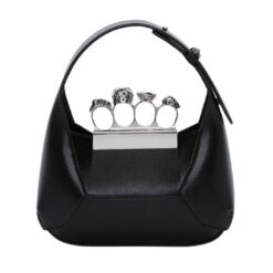 ALEXANDER MCQUEEN WOMENS THE JEWELLED HOBO MINI BAG IN BLACK