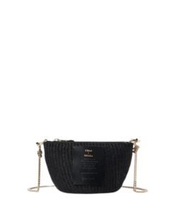CHLOE ZIPPERED MINI BASKET WITH CHAIN BLACK