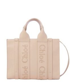 CHLOE SMALL WOODY TOTE BAG CEMENT PINK
