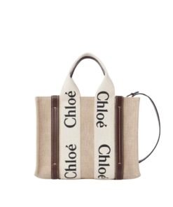CHLOE SMALL WOODY TOTE BAG WITH STRAP DEEP VIOLIN