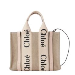 CHLOE SMALL WOODY TOTE BAG CEMENT PINK