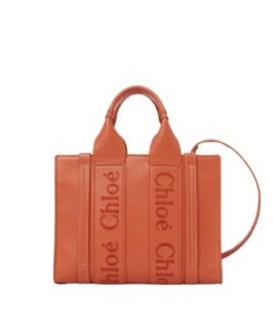CHLOE SMALL WOODY TOTE BAG TAWNY ORANGE