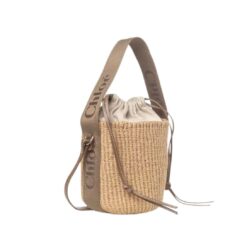 CHLOE SMALL WOODY HAMPER IN FAIR-TRADE PAPER DARK NUT