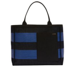 VALEXTRA TOTE BAG DENIM STRIPE MEDIUM
